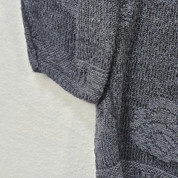 Vintage Huntington Ridge Floral Rose Knit Sweater Button Neck Pearl Detail Gray - Picture 10 of 16